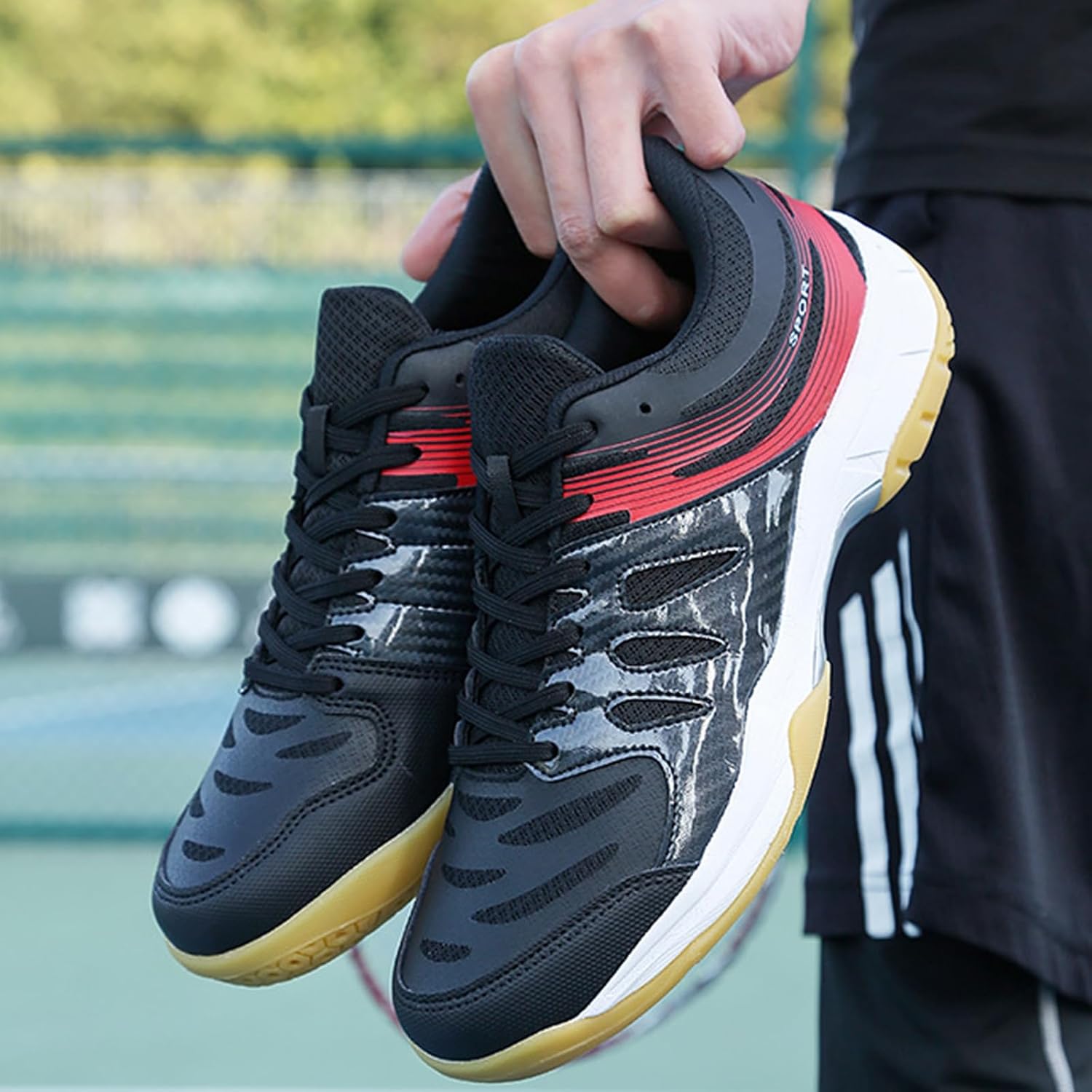 Mens Tennis Shoes Non Slip Pickleball Shoes Fashion Squash Shoes Shock-Absorbing Sports Trainers for Volleyball Badminton