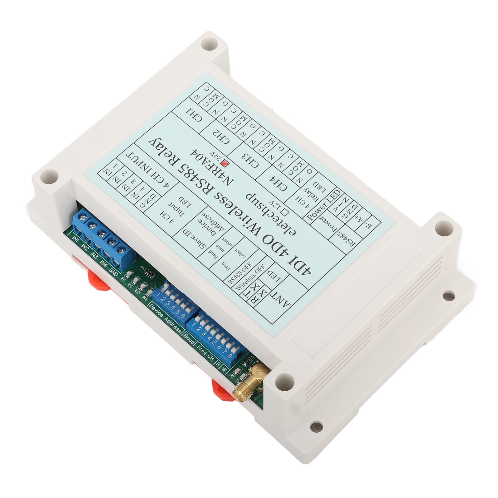 Module de Relais 4 canaux 4DI 4DO 433M RS485 émetteur récepteur Relais avec antenne (24V)