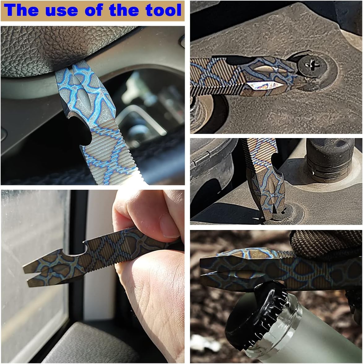 Titanium Pry Bar EDC Pry Tool with Bottle Opener and Pocket Clip