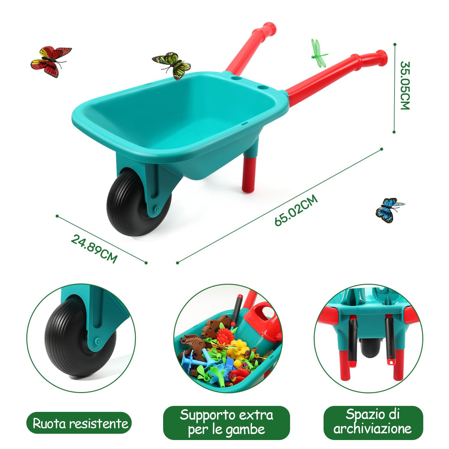 cute stone Set di Attrezzi da Giardinaggio per Bambini, Giocattoli da Giardino con Carriola, Annaffiatoio, Pala, Giocattolo da Costruzione per Giardino Fiorito, Giocattolo per Interni Ed Esterni