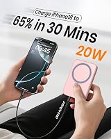 Baterie externă magnetică ADDTOP 10000 mAh, încărcare rapidă 20W, încărcător portabil wireless ultrasubțire, USB-C, afișaj LED, iPhone 17/16/15/14 4