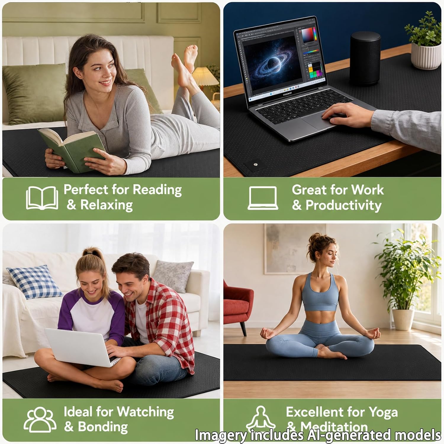 Grounding Well Mat for Bed Twin,Queen,Down to Ground Grounding Mat for Bed,Tear-Resistant PU Leather Grounding Mattress with Cord
