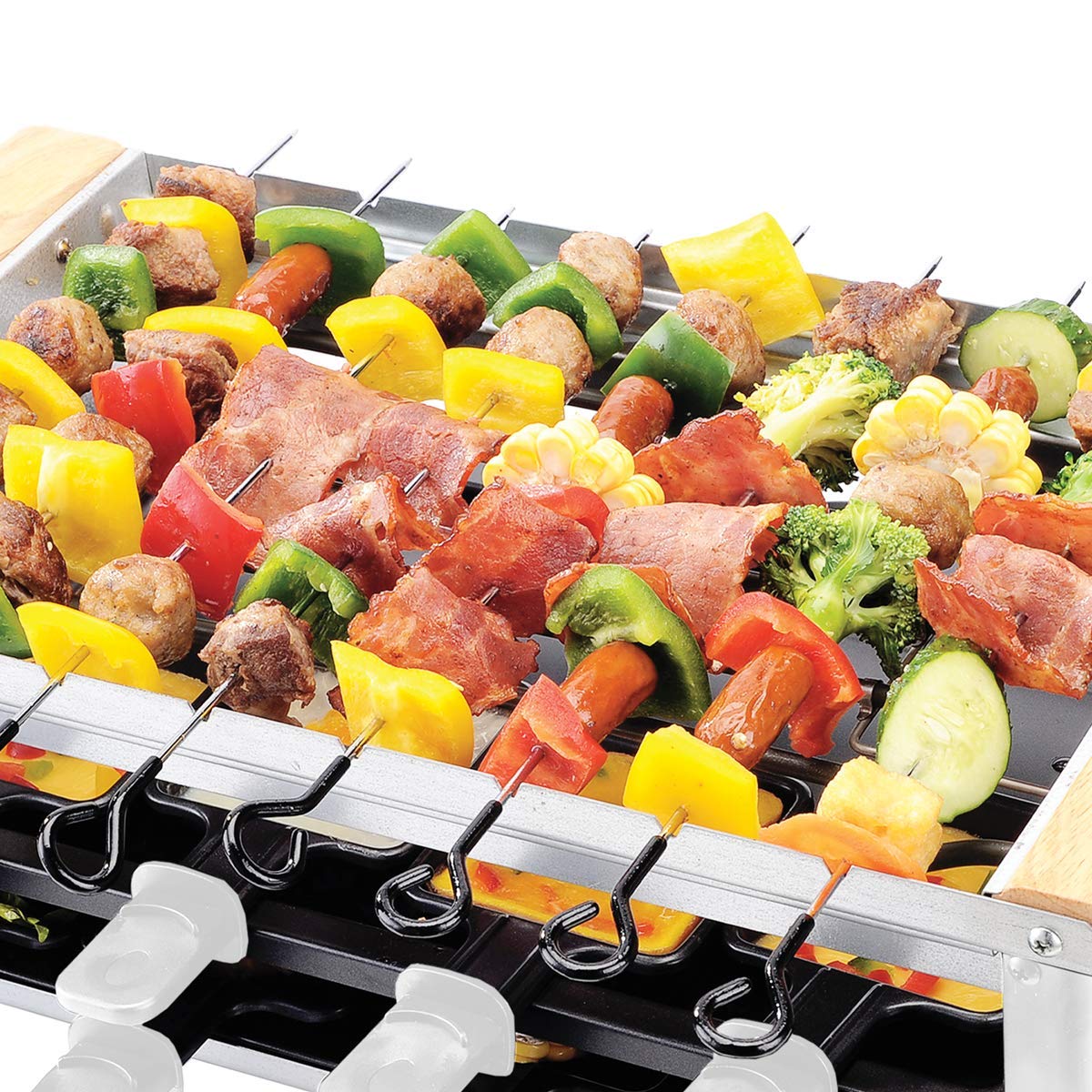 LITTLE BALANCE Raclette Alpes 1200-8 - Grill Électrique 8 Personnes - Brochettes avec Revêtement Anti-adhésif - Accessoires Fournis - 1200 W - Blanc & Noir