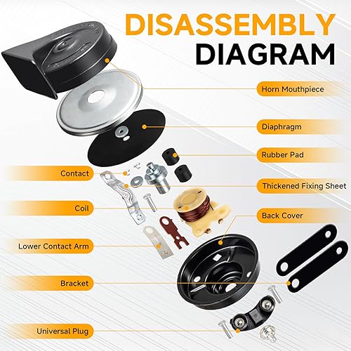 Miniatura 6 de FARBIN Bocina de Auto Compatible con HyundaiKia. Bocina de Auto Impermeable de 12V Fuerte de Tono AltoBajo Bocinas de Caracol Eléctricas con
