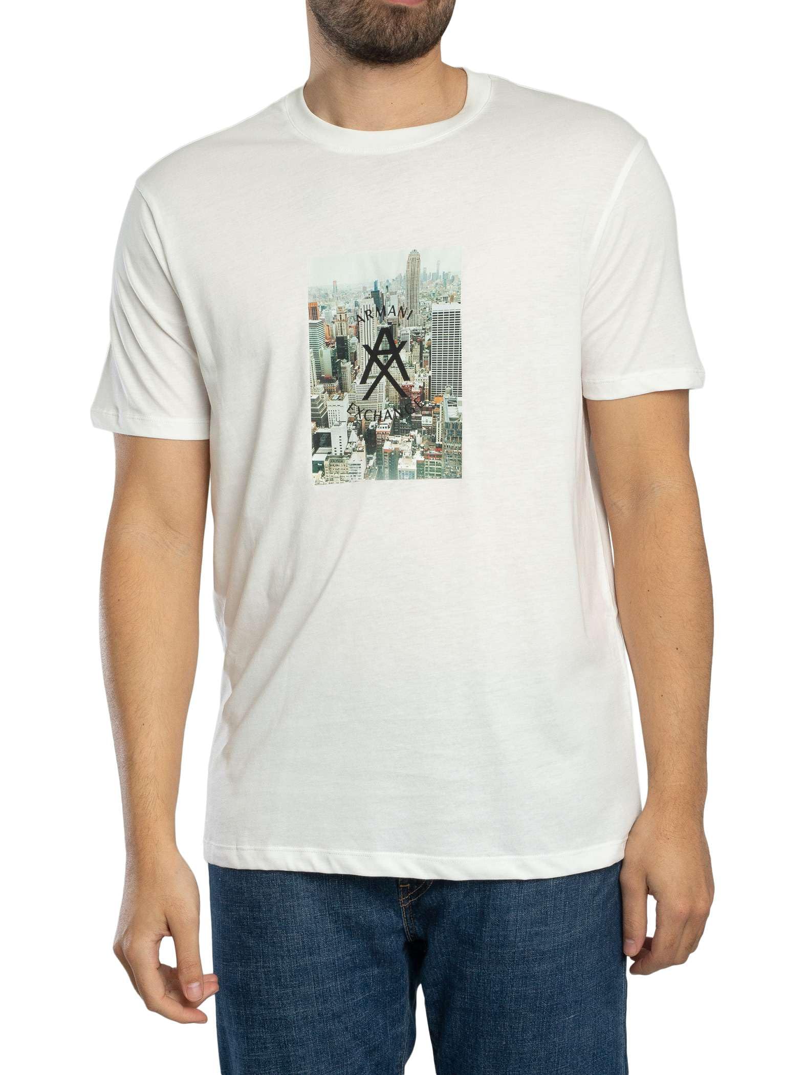 Armani Exchange White Regular Fit Cotton T-Shirt