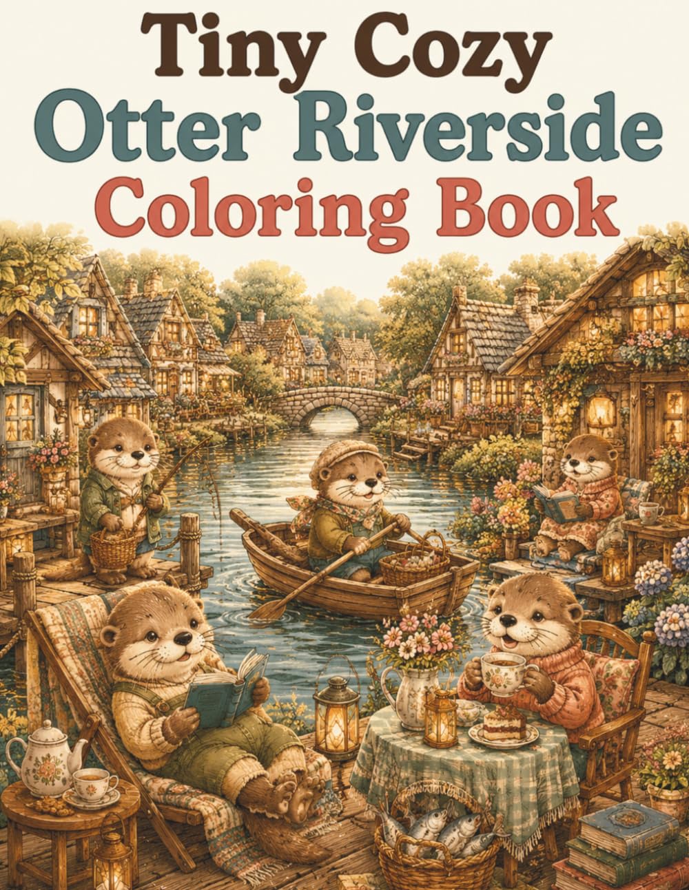 Tiny Cozy Otter Riverside Coloring Book: Cute and Easy Otter Coloring Pages with Riverside Homes, Cozy Boat Docks, Woodland Adventures, Relaxing ... and Cottagecore Moments for Adults and Teens