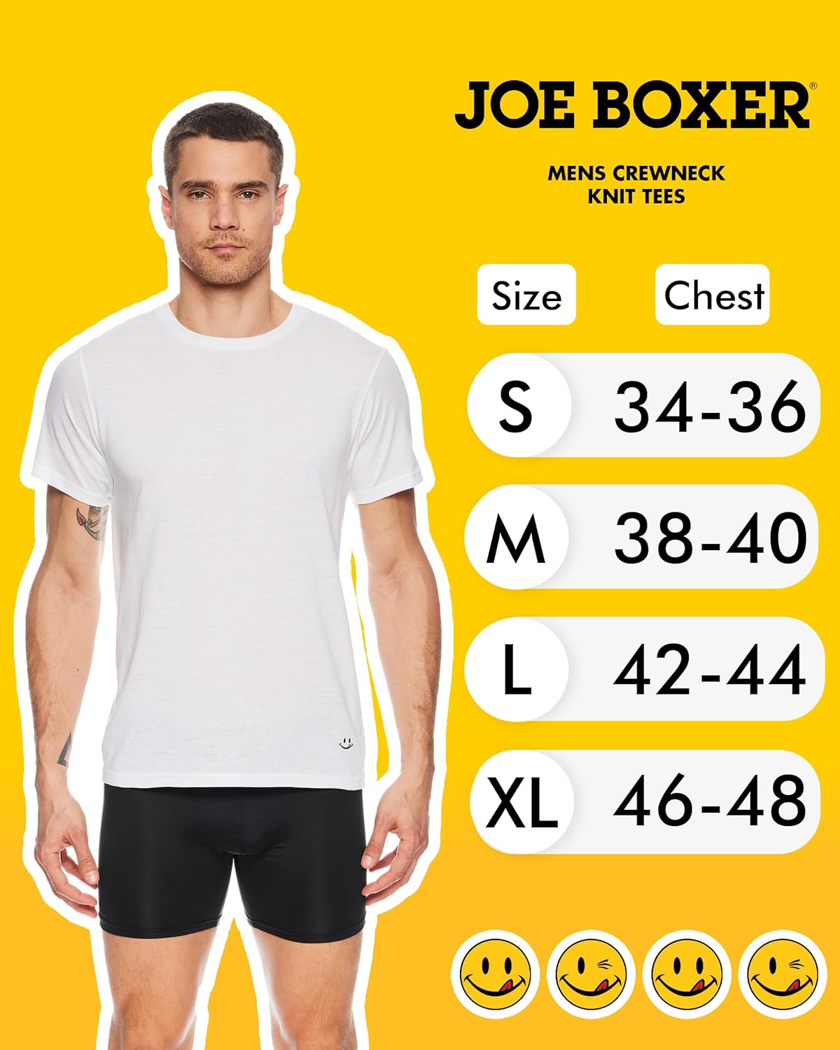 JOE BOXER Mens T-Shirts Pack of 4 - Crew Neck Undershirts for Men Pack of 4 - Mens White T Shirts - Image 6