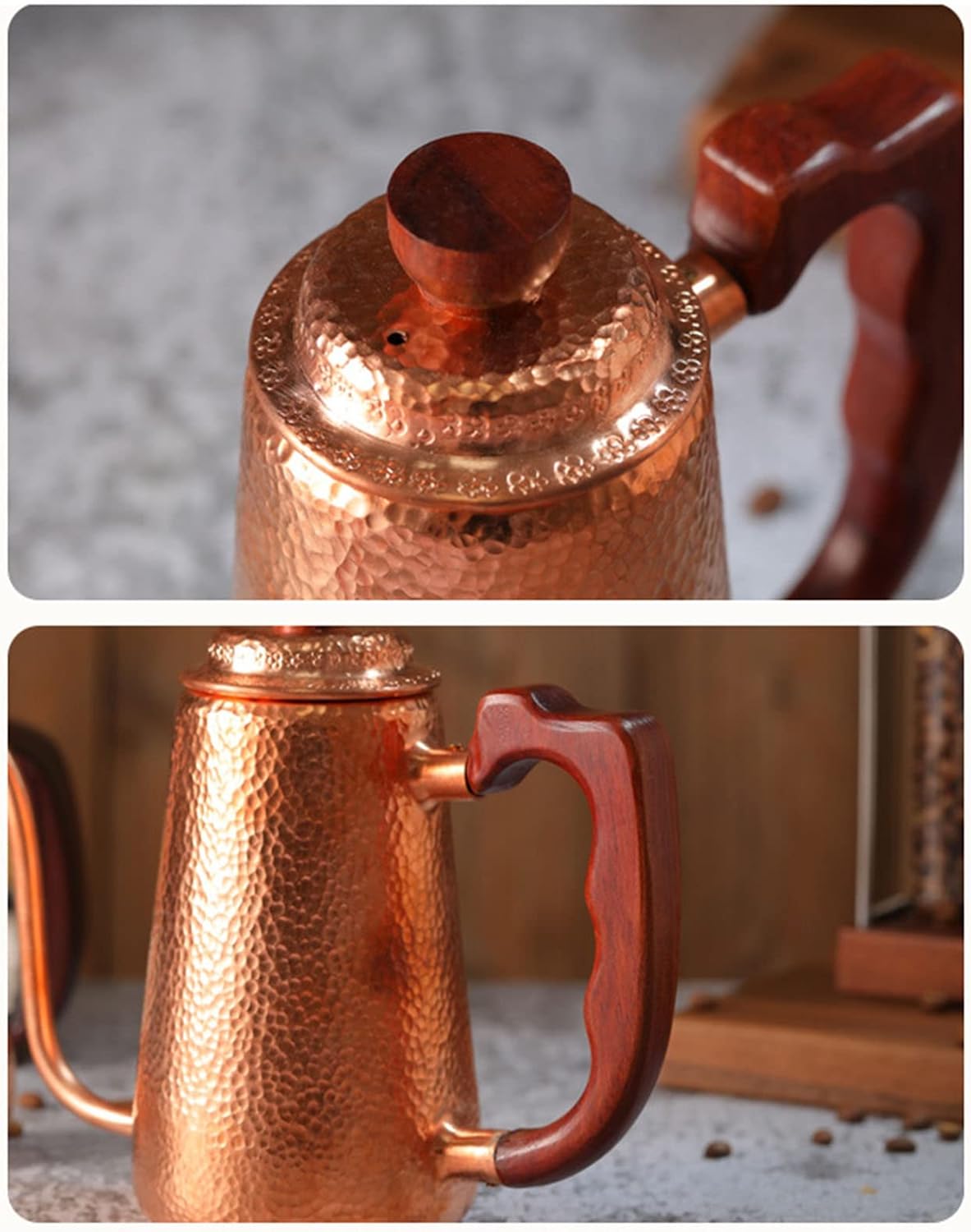 Pour Over Coffee Kettle, Coffee Gooseneck Teapot with Precision Pour Spout, Wooden handle, forCoffee and Tea, Home and outdoor, All Stovetops, 700ml