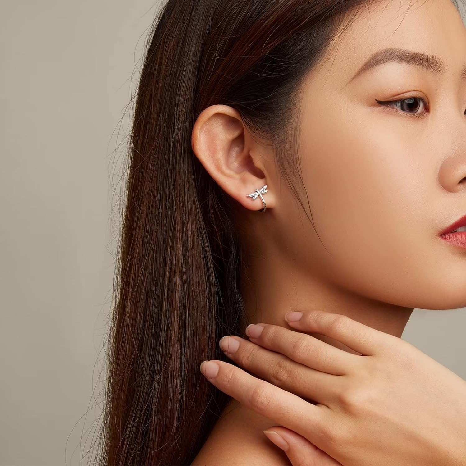 Dragonfly Small Hoop Earrings for Women, S925 Sterling Silver Hypoallergenic Huggie Earrings Cute Animal Cubic Zirconia Hoop Earrings Jewelry Gifts for Daughter Girls Teen - Image 8