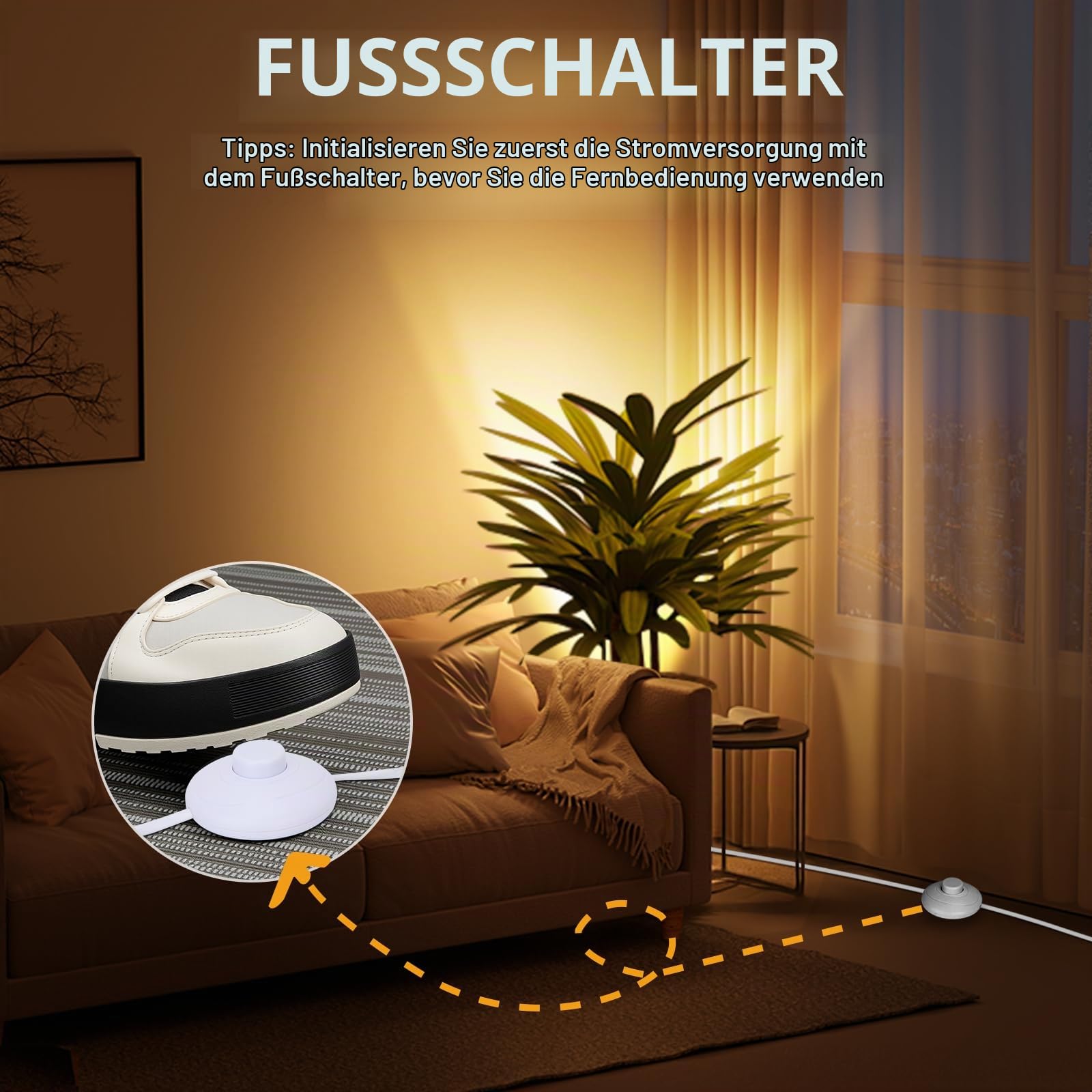 LED Bodenstrahler innen: 6W 500lm Uplight Spot Bodenlampe, 3000K | Indirekte Beleuchtung für Pflanzen, Wandbilder & dunkle Ecken; 2er-Set Weiß, GU10 austauschbar, Fußschalter