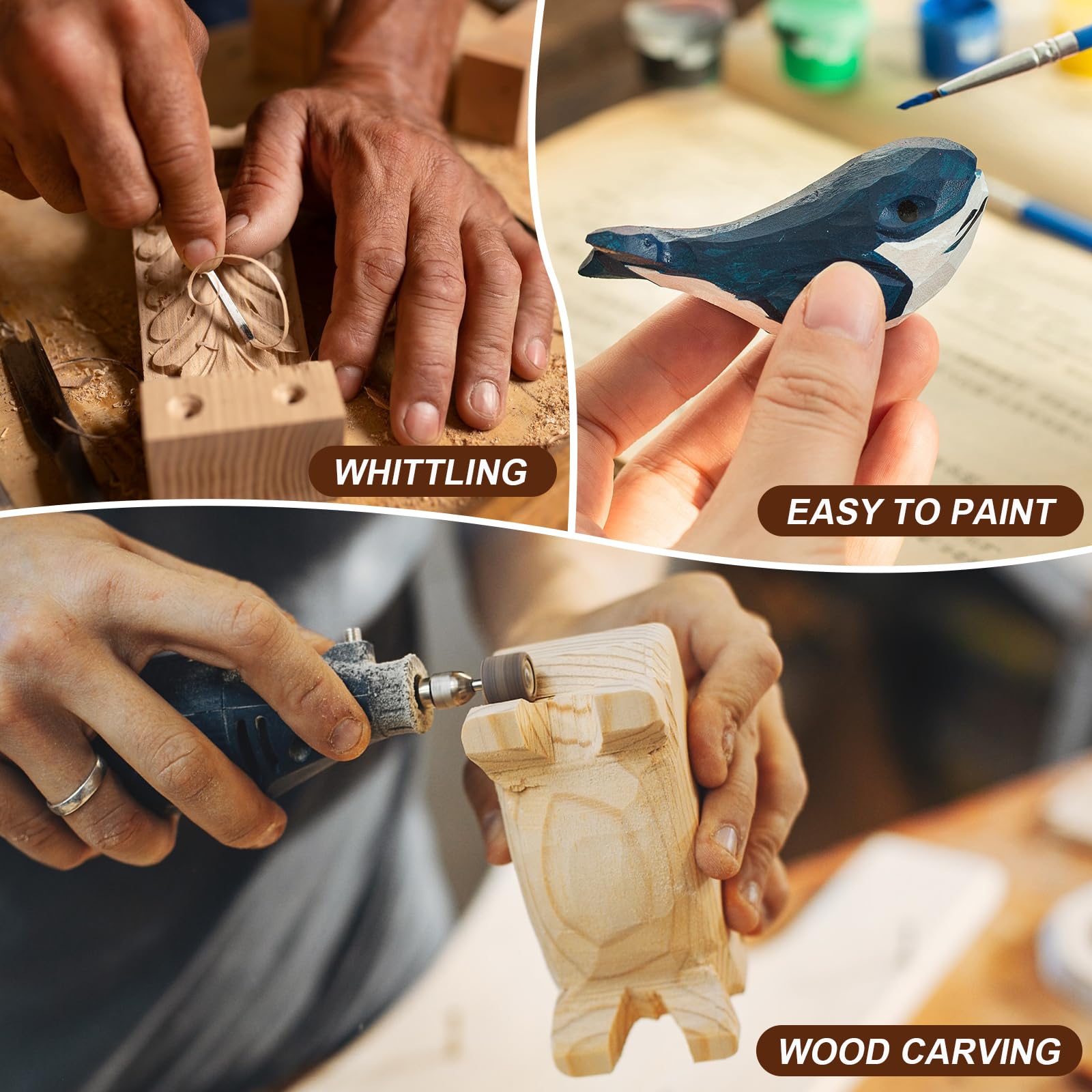 24Pcs Basswood Carving Blocks,2 Sizes Whittling Wood Basswood Blocks Wood Carving Kit for Beginners Kids and Adults