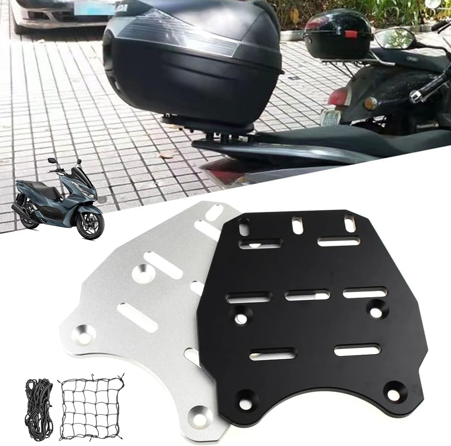 2024 New Motorcycle Rear Luggage Rack Compatible with Honda PCX160 PCX150 PCX125 Cargo Carrier Bracket Top Box Holder Support Bracket Extended Seat Shelf Holder with Cargo Net