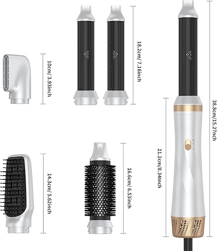 Miniatura 7 de Cepillo secador de pelo 5 en 1, cepillo secador de pelo de 110 a 120 V, secado rápido y 3 cepillos de aire caliente de temperaturas ajustables,