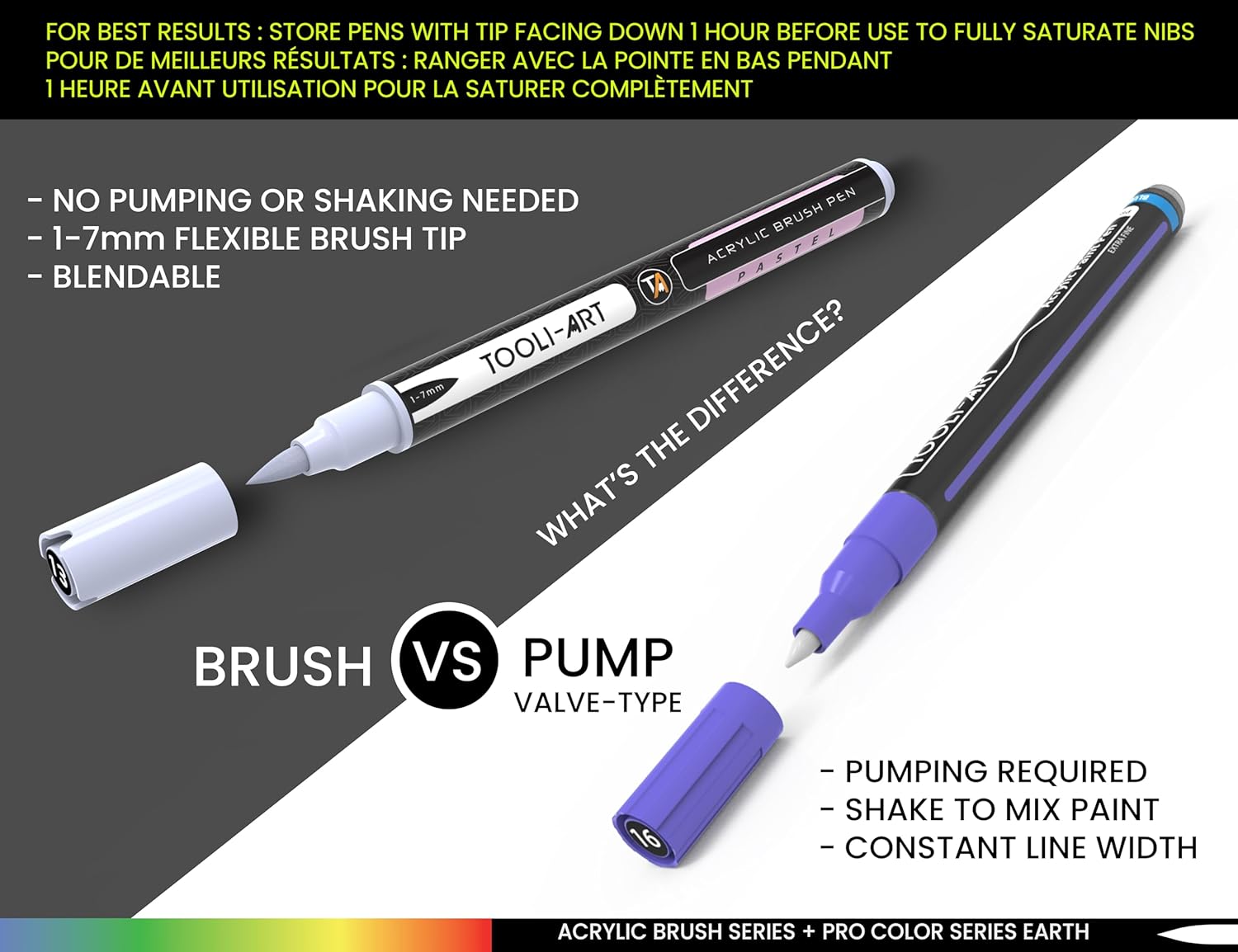 TOOLI-ART 36 Flexible Brush Tip Acrylic Paint Pens Markers Set 1-7mm Line for Rock Painting, Glass, Mugs, Wood, Metal, Canvas, Plastic. Non Toxic Waterbased Quick Drying - Image 5