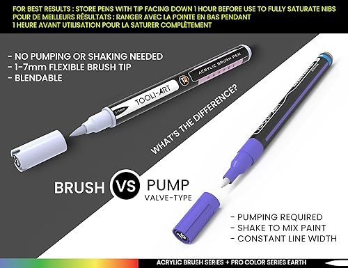 Miniatura 4 de Juego de 36 rotuladores de pintura acrílica con punta de pincel flexible de 1 a 0.276 in para pintura de rocas, letras de pincel, álbumes de