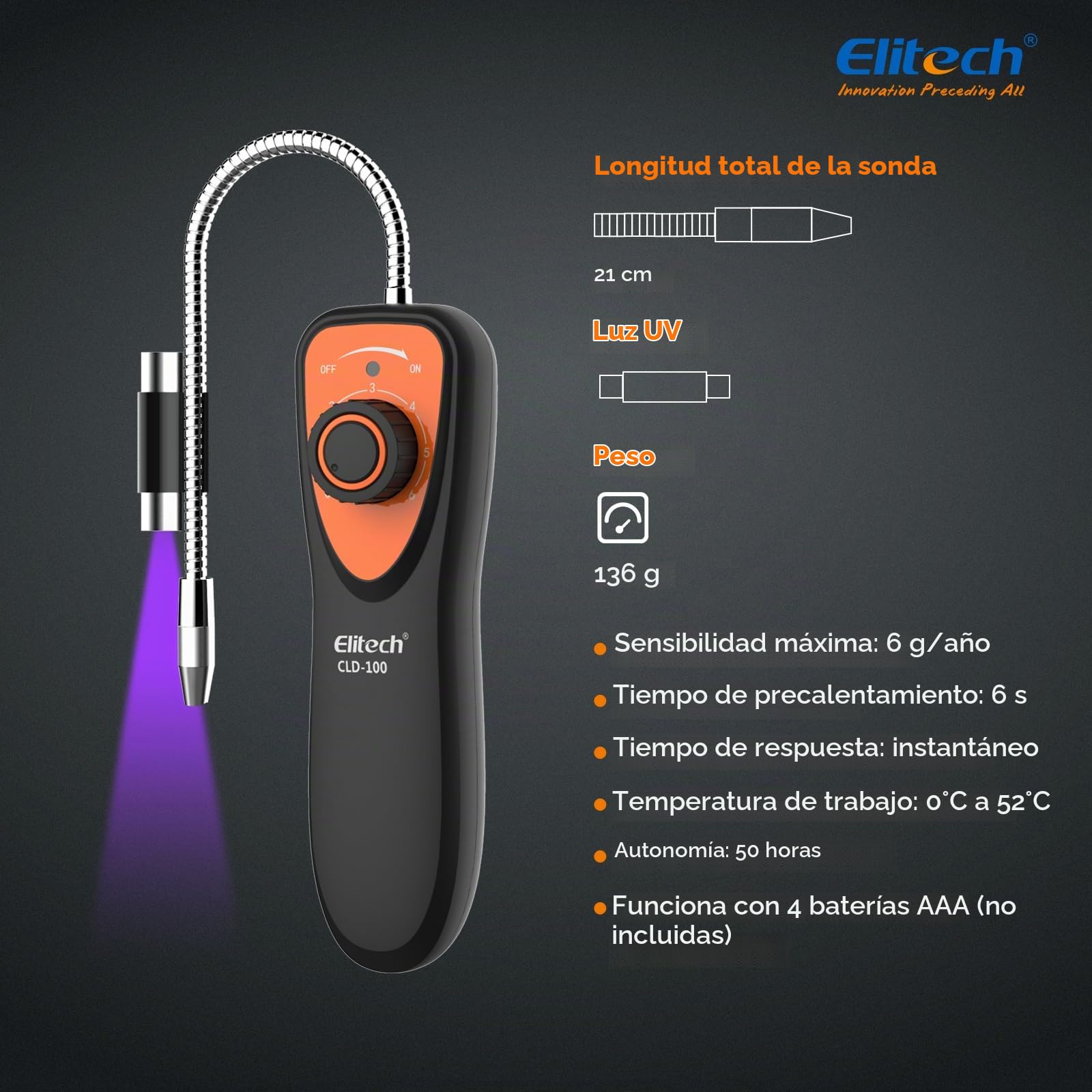 Elitech Détecteur de Fuite de Gaz Réfrigérant HVAC avec Lamp UV CLD-100UV & Pistolet de Température Infrarouge Numérique sans Contact Mesure Rapide DIT-220