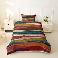 Vista 43 de Funda de edredón abstracta de color negro y morado, tamaño Queen, funda de edredón de geometría moderna con 2 fundas de almohada para adolescentes