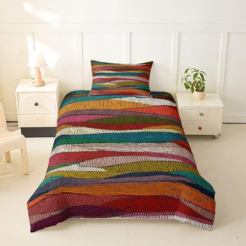 Miniatura 43 de Funda de edredón abstracta de color negro y morado, tamaño Queen, funda de edredón de geometría moderna con 2 fundas de almohada para adolescentes