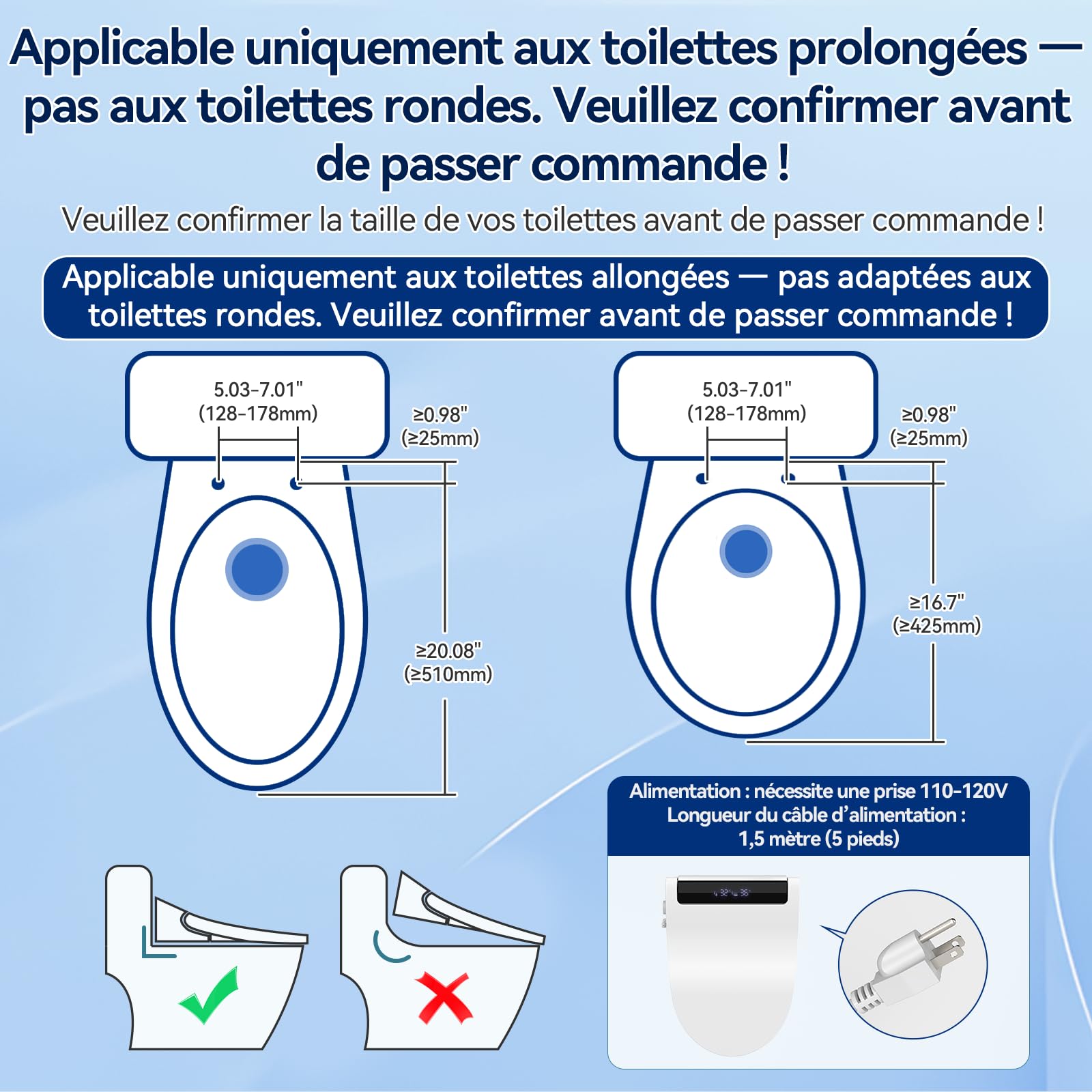 YOURLITE Abattant WC Japonais,Lavant Sechant,Blanc | Abattant WC Japonais Électrique,Abattant Toilette Japonais,Frein de Chute,Veilleuse,Forme V,Télécommande