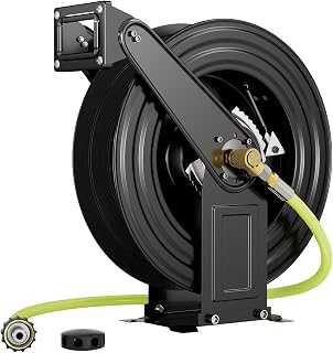 POHIR Automatic Pressure Washer Hose Reel for Air/Oil/Water 4000 PSI Heavy Duty Retractable Hose Reel Suitable for 100FT 3/8" and 1/4" Hose(not included hose)