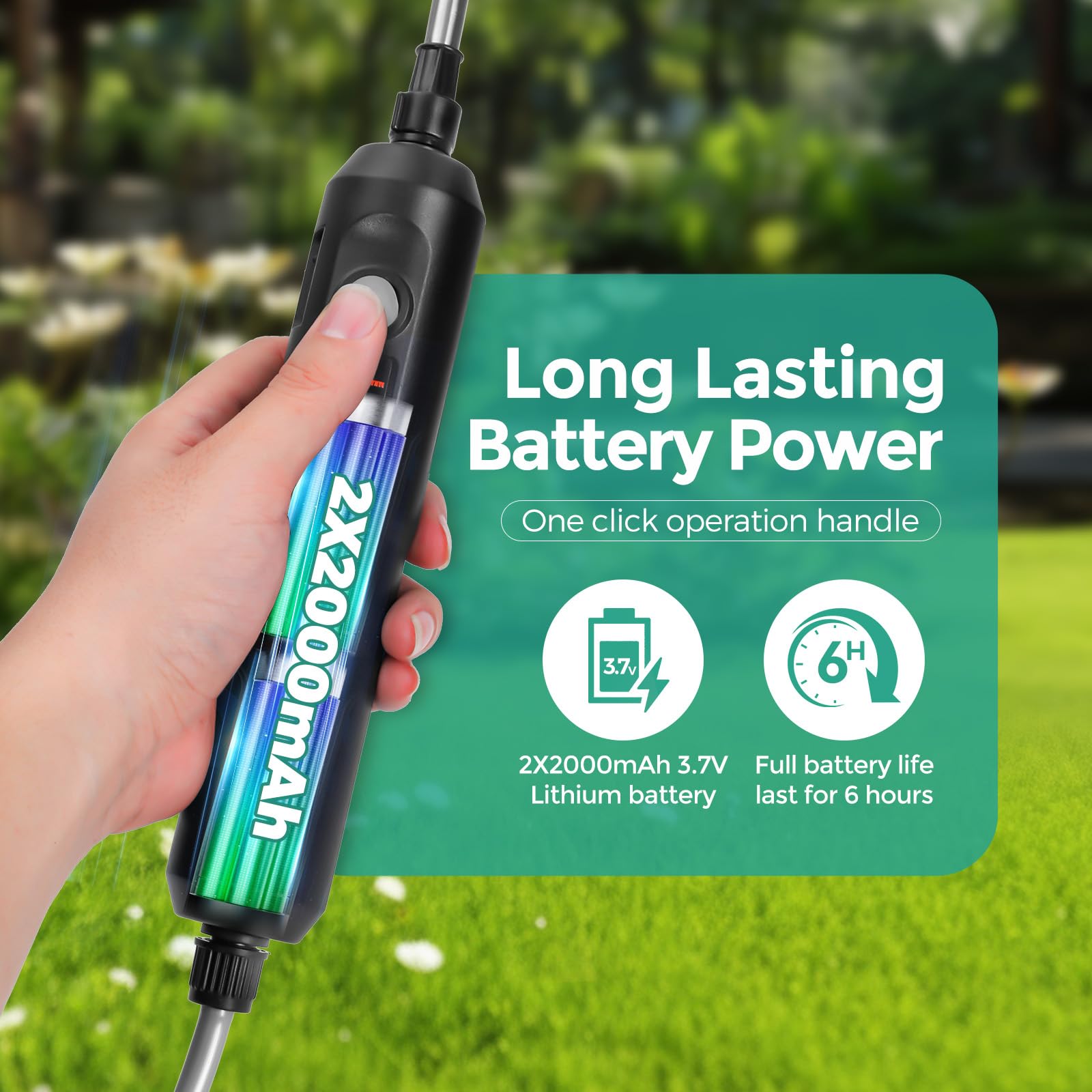 Spruzzatore da giardino da 2 galloni, spruzzatore a batteria con 5 ugelli per nebbia, spruzzatori elettrici a zaino con asta telescopica per prato e giardino