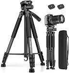JOILCAN Tripod for Camera, 67" Heavy Duty Camera Tripod, Phone Tripods for Video Recording Photo Vlog, Aluminum Tripods with Holder & Travel Bag for Cameras DSLR iPhone Projector Laser (Orange)