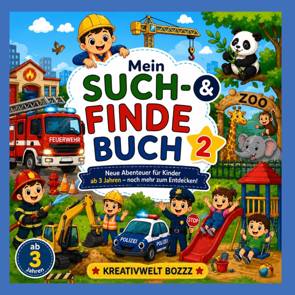 Mein Such- und Finde-Buch 2 für Kinder ab 3: Viele tolle Wimmelbilder zum Suchen, Finden und Ausmalen – Fördert Konzentration und Aufmerksamkeit