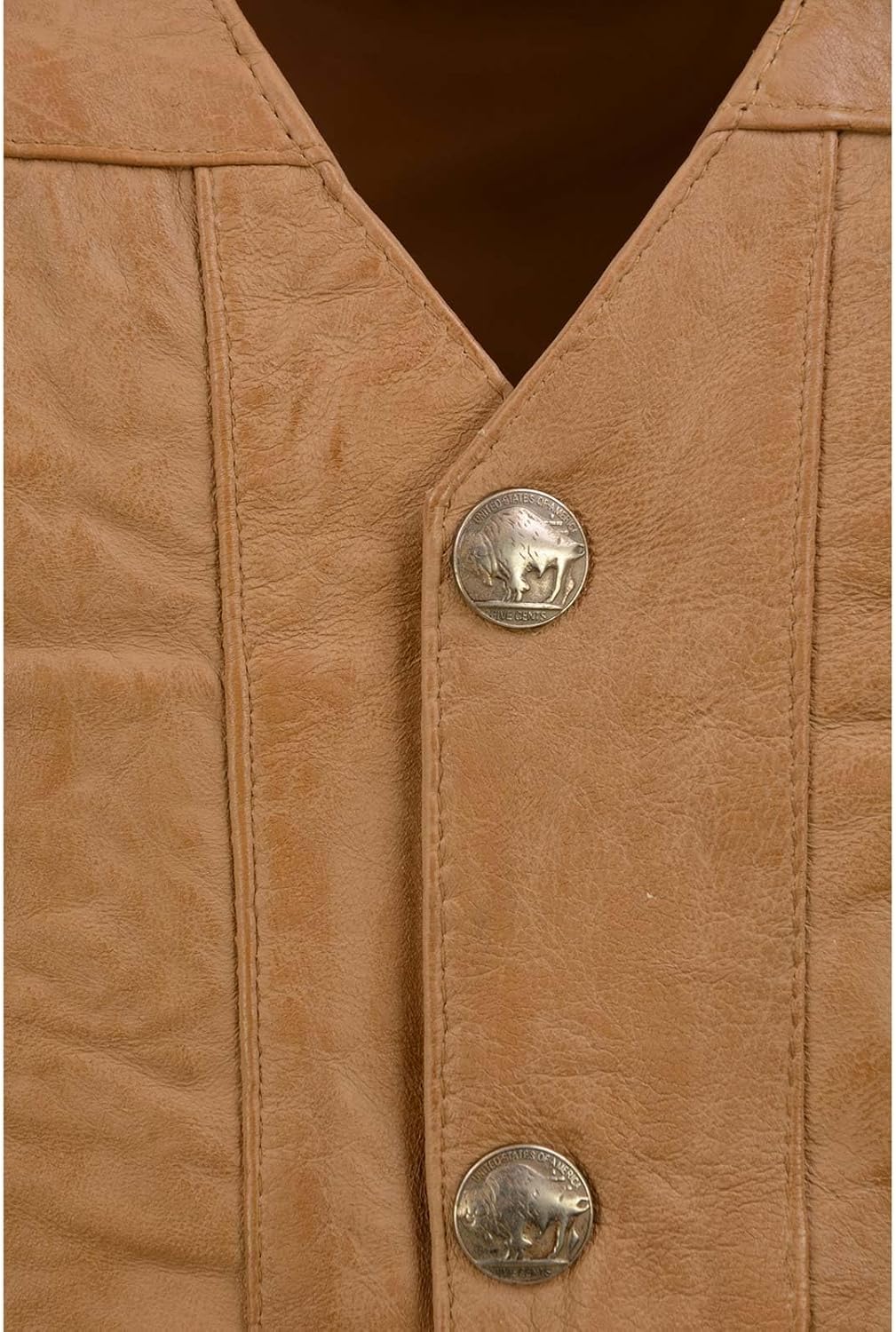 Milwaukee Leather LKM3702 Men's Leather V-Neck Western Style Motorcycle Rider Vest w/Classic Buffalo Snaps Closure - Image 5