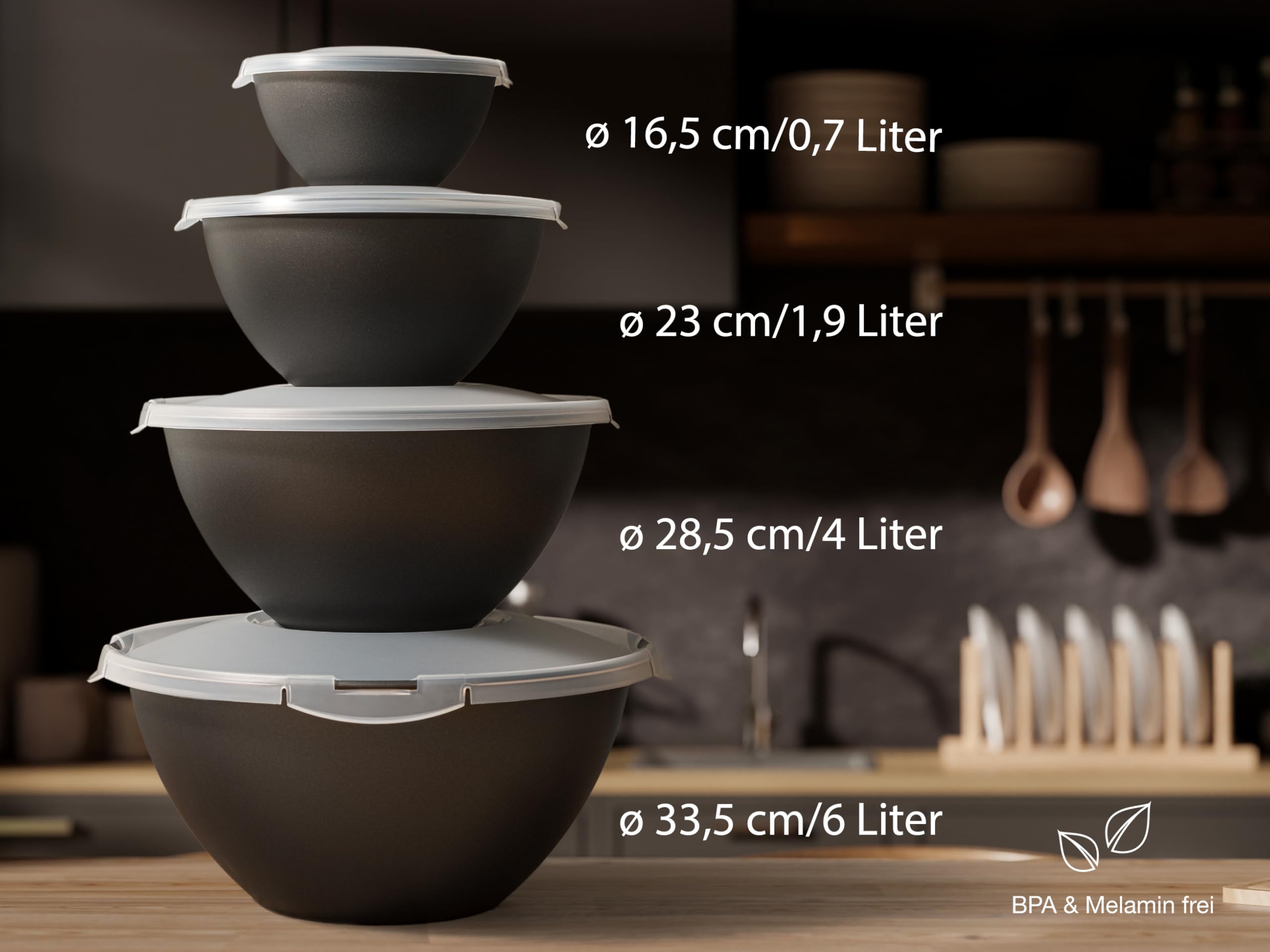 Set 12 Ciotole Per Impastare Con Coperchi Ermetici – Plastica Resistente, Impilabili, Per Cucinare E Conservare Cibi, Lavabili In Lavastoviglie