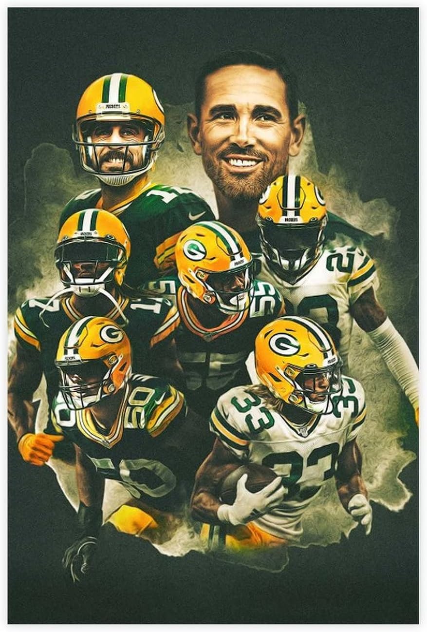 Aaron Rodgers, Matt LaFleur, Davante Adams, Blake Martinez, Za’Darius Smith, Aaron Jones, Jaire Alexander Sports Poster Unframe:12"x18"(30x45cm)