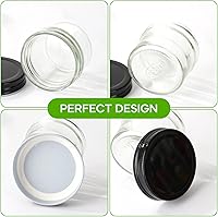 Vista 4 de EkkoVla Paquete de 40 tarros de vidrio de 4 onzas con tapas negras, mini tarro de boca regular, tarros de conservas para miel, mermelada, gelatina
