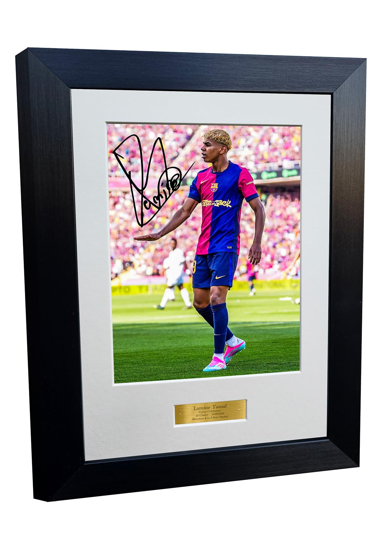 Kitbags & Lockers 12x8 A4 Signed Lamine Yamal CALMA Celebration Barcelona 4 vs 3 Real Madrid Autographed Autograph Signed Signature Photograph Photo Picture Frame Football Soccer Poster Gift 9