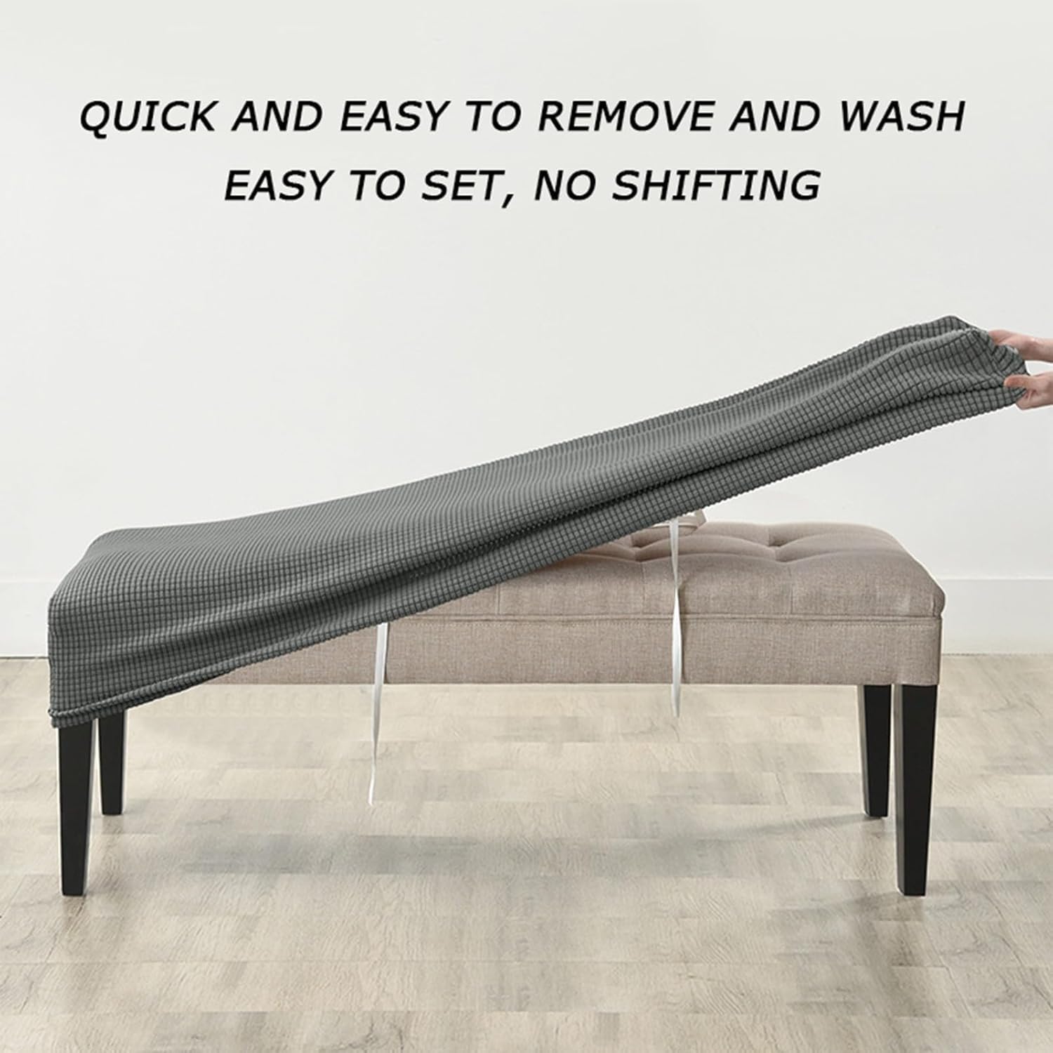 Fodera elasticizzata e lavabile, per panca da pranzo, protezione elastica per cucina e camera da letto, adatta per panche regolari da 6558 cm, copertura in pelliccia Recle durevole (grigio scuro, XL