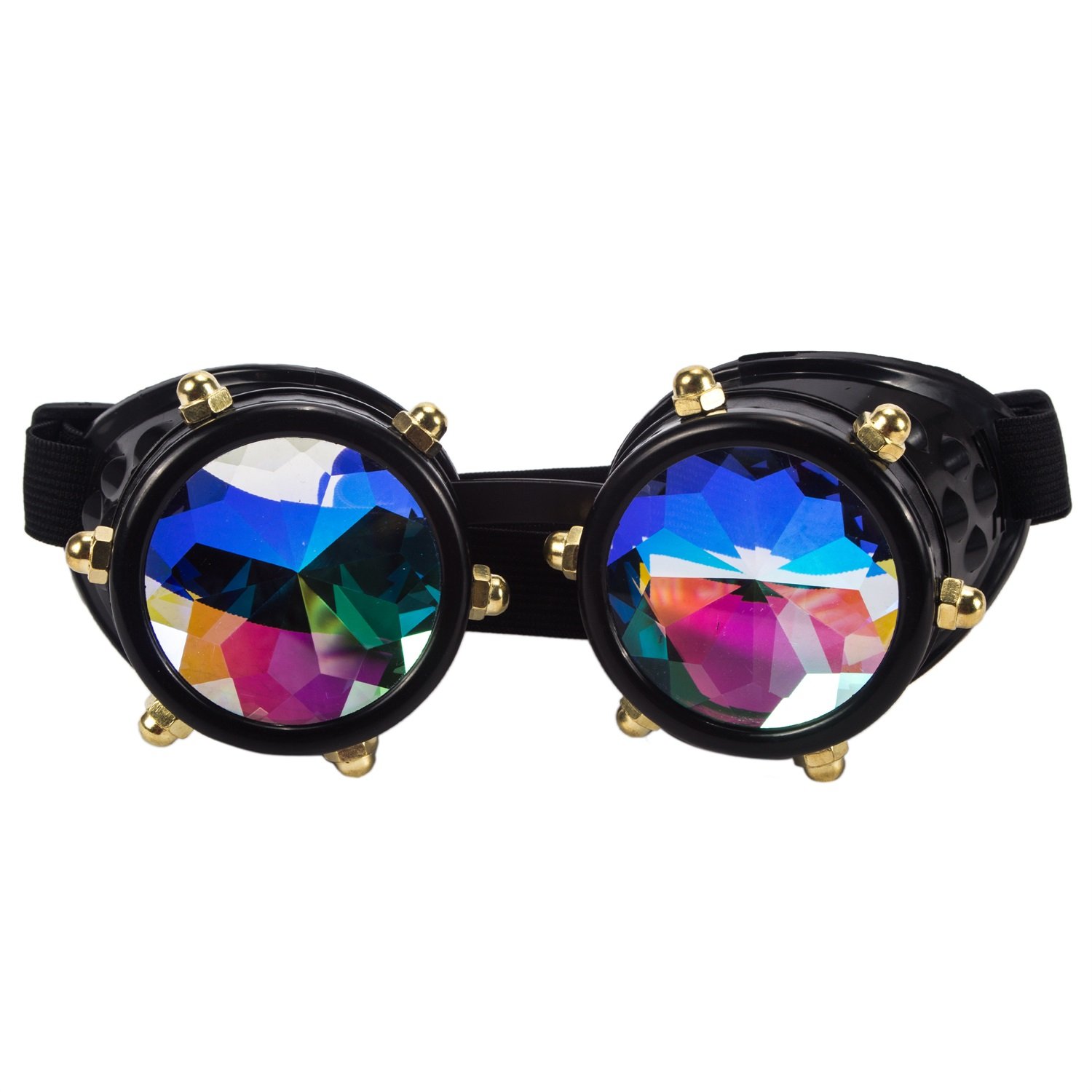 Kaleidoscope Rave Rainbow Crystal Lenses Vintage Goggles Glasses
