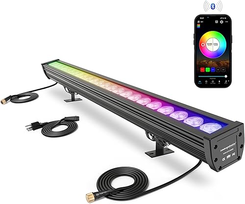 Luz LED inteligente enlazable para arandela de pared, 168 W RGB+CW que cambia de color, luces de barra inteligente con control grupal e individual,