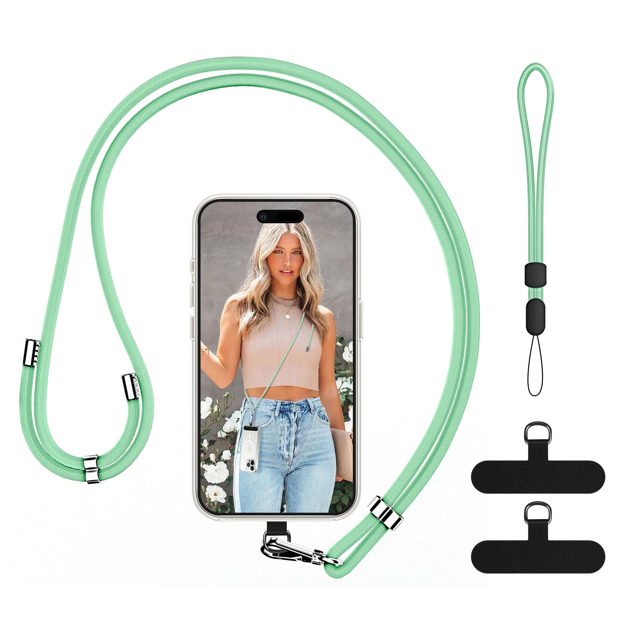 COCASES Phone Lanyard Crossbody 2 Pack Adjustable Anti-Theft Phone Strap Crossbody and 2 Pack Wrist Strap for Neck Strap iphone Lanyard Compatible with Most Mobile Phone-2 Patches — view 20
