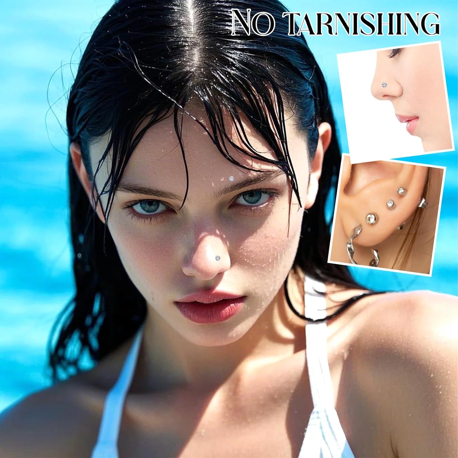 60 Pcs Nose Studs Nose Rings, 1.5 Mm Tragus Piercing Jewelry Nose Piercings Rhinestones, Stainless Steel Helix Piercing Jewelry Tiny for Women Men Tragus Nose Medusa Lip Labret - Image 5