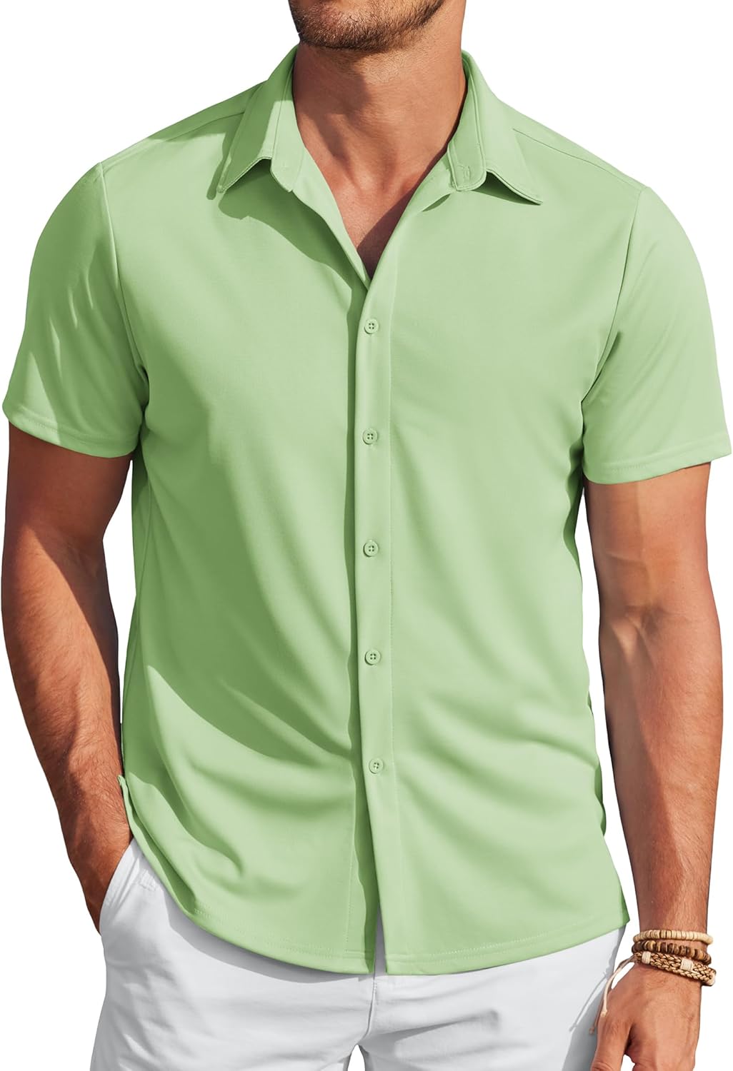 COOFANDY Linnen hemd, heren overhemd, korte mouwen, button-down, regular fit, vrijetijdshemden, zomer, strand, linnen shirt, zwart, 3XL