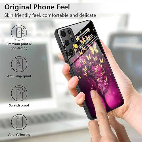 Miniatura 10 de Funda para Samsung Galaxy S22 Ultra con protector de pantalla, carcasa trasera de vidrio templado, silicona suave, protección completa resistente