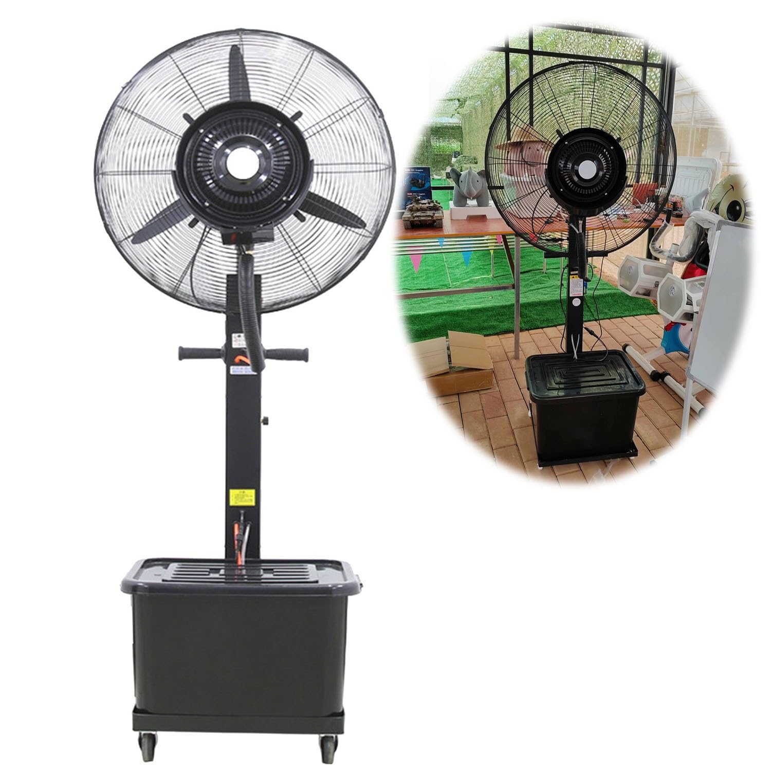 asdchZen Outdoor Misting Fan, 11 Gallon Oscillating Pedestal Spray Fan, Adjustable Height For Patio, Home, Greenhouse - 22In, Cooling Solution,One Color-550mm/22in