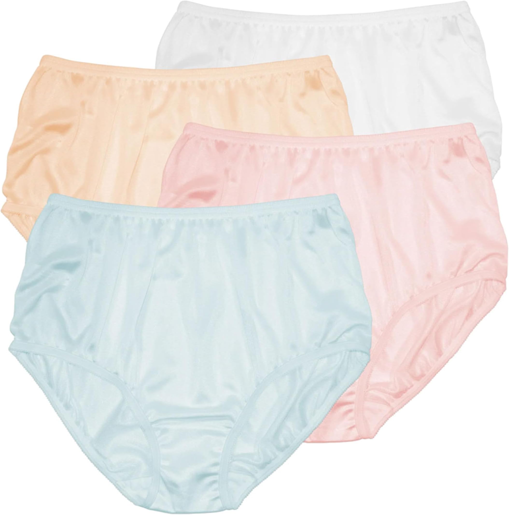 Teri Women's 331 Plain Jane Classic Nylon Silky-Smooth Lightweight Breathable Full Coverage Brief Panty - 4 Pack