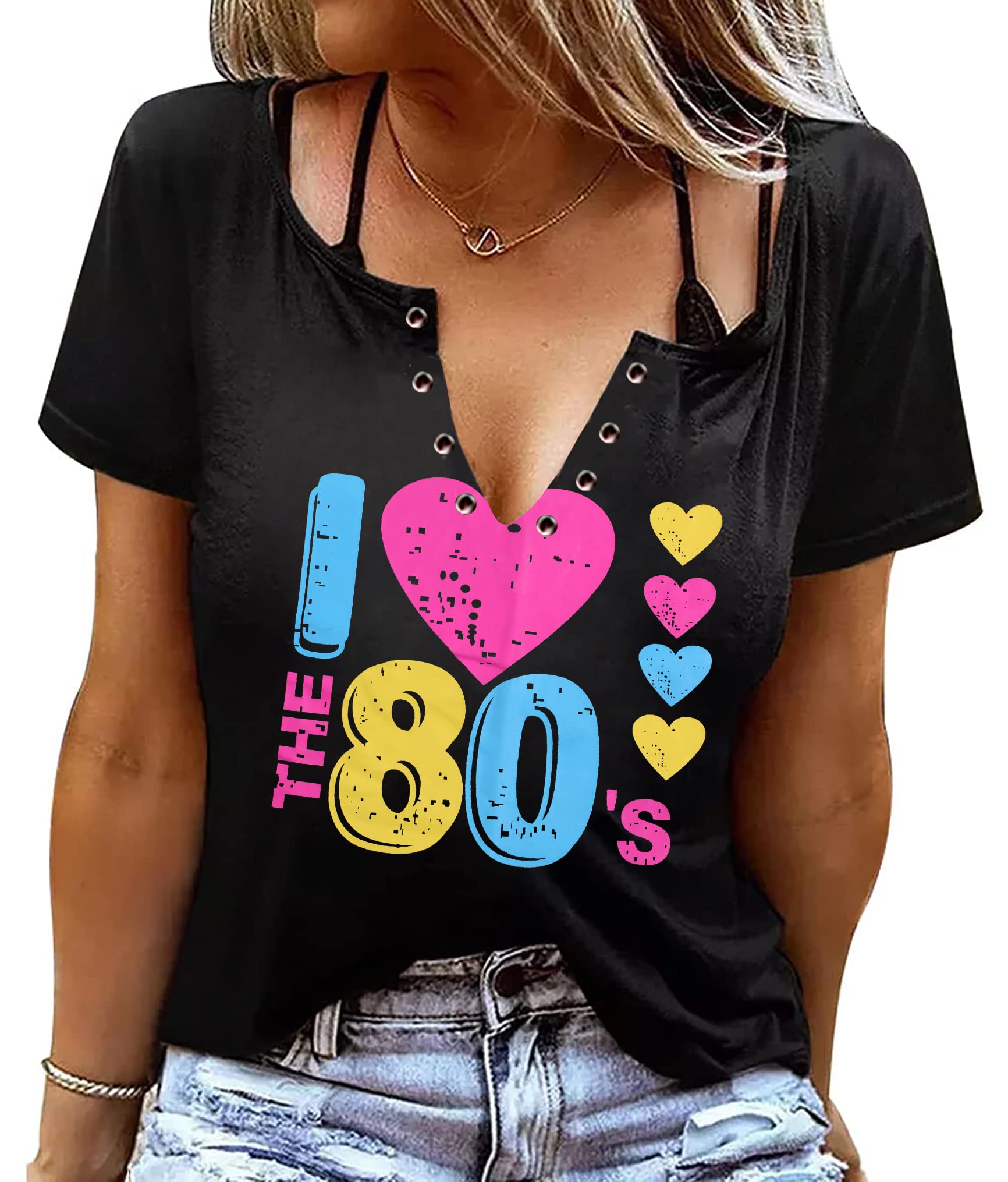 80s Outfit for Women I Love The 80's Shirts Fashion 80s Themed Clothing for Birthday Party Gift