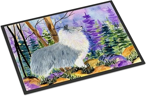 Miniatura 1 de Caroline's Treasures SS8636MAT Sheltie - Tapete para puerta delantera, 18 x 27 pulgadas, para interiores y exteriores, para entrada, antideslizante,