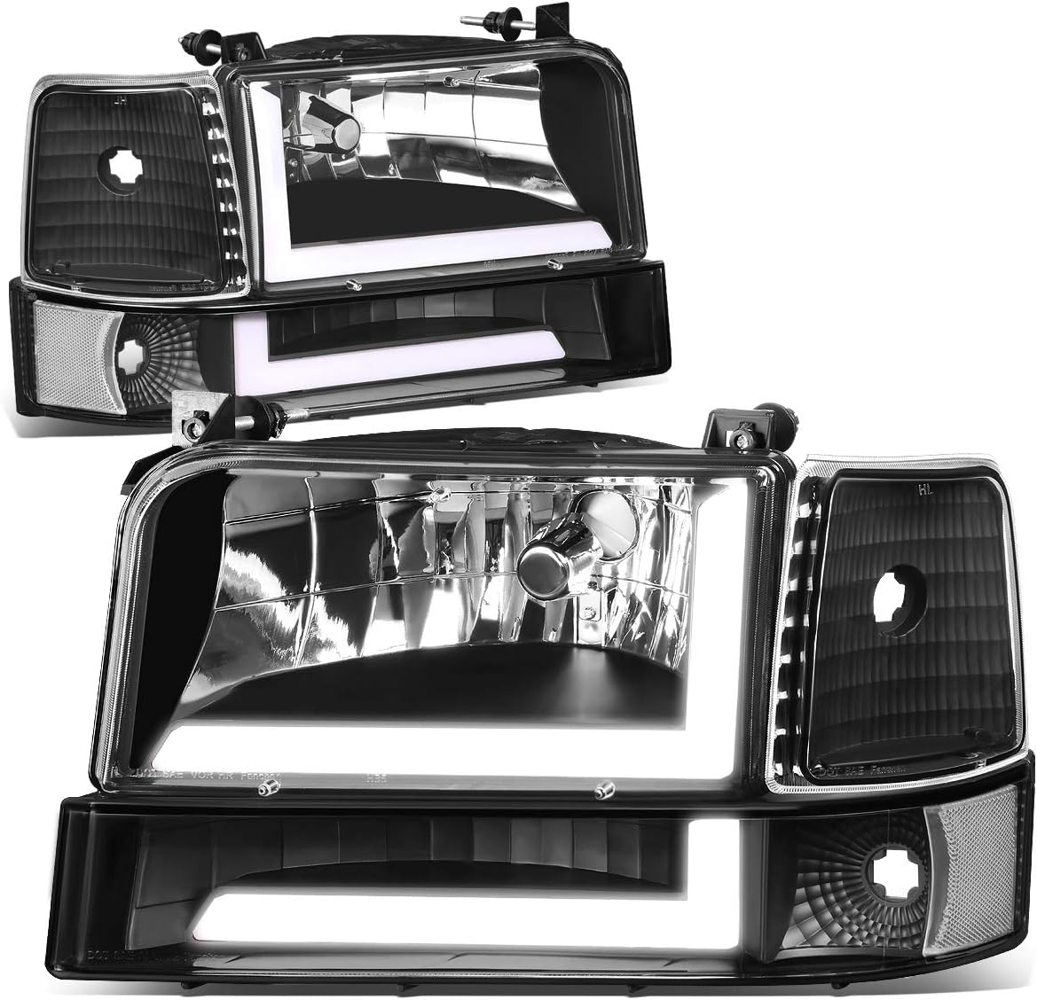 DNA Motoring HLLBF150926PBKSM Smoked Dual LED Running Light Bar Headlights Replacement For
