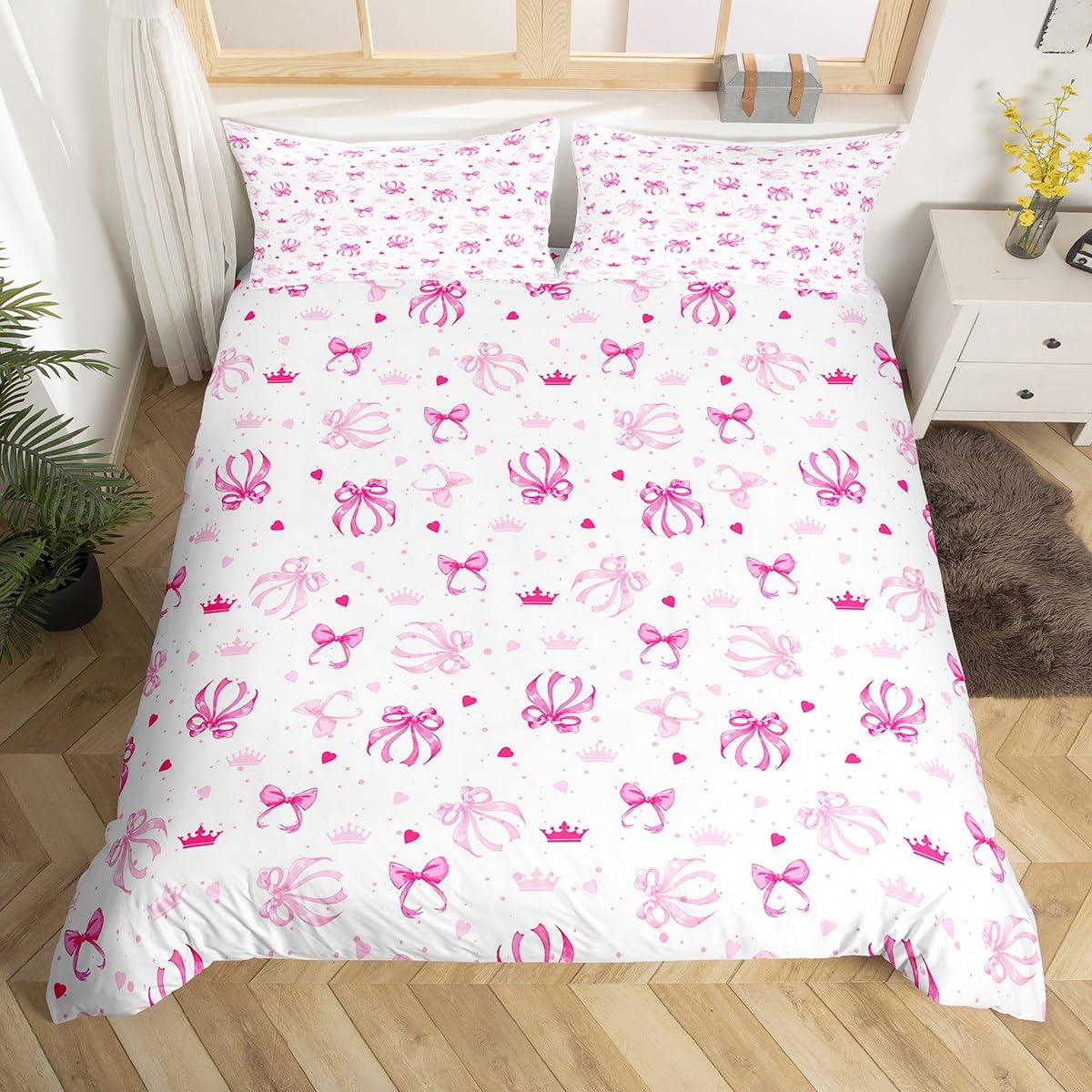 Parure de couette respirante rose de qualité supérieure avec taies d'oreiller pour très grand lit