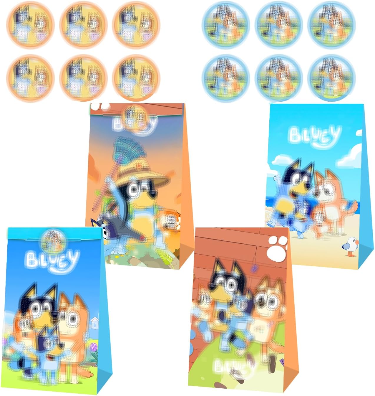 12 Pcs Blue Dog Party Bags for Boys Girls, Birthday Gift Party Bags for Kids