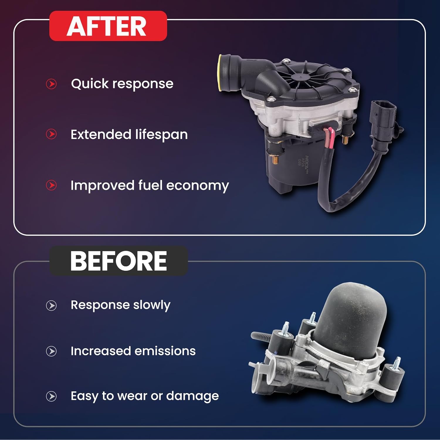 MOCA AIP47 Secondary Air Injection Pump Fit for Volkswagen 2015-2024 GTI 2.0L, 2018-2024 Tiguan 2.0L, 2019-2022 Jetta 2.0L, for Audi 2019-2024 Q3 2.0L, 2016-2023 TT Quattro 2.0L