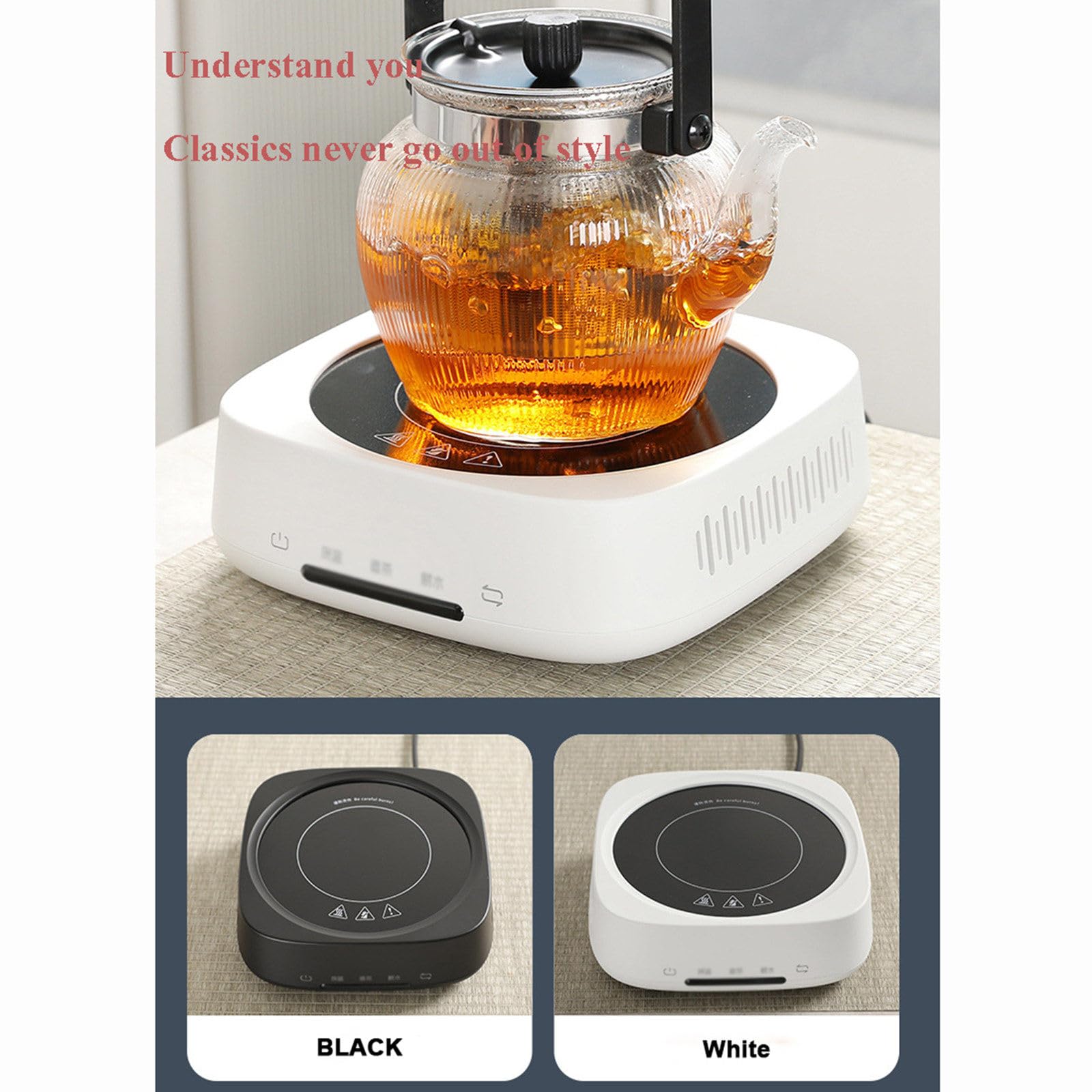 1000W Mini Touch wyciszenie elektryczny piec ceramiczny szklany garnek garnek ceramiczny żelazny garnek uniwersalny wrząca woda ekspres do herbaty gospodarstwa domowego 220V,Black