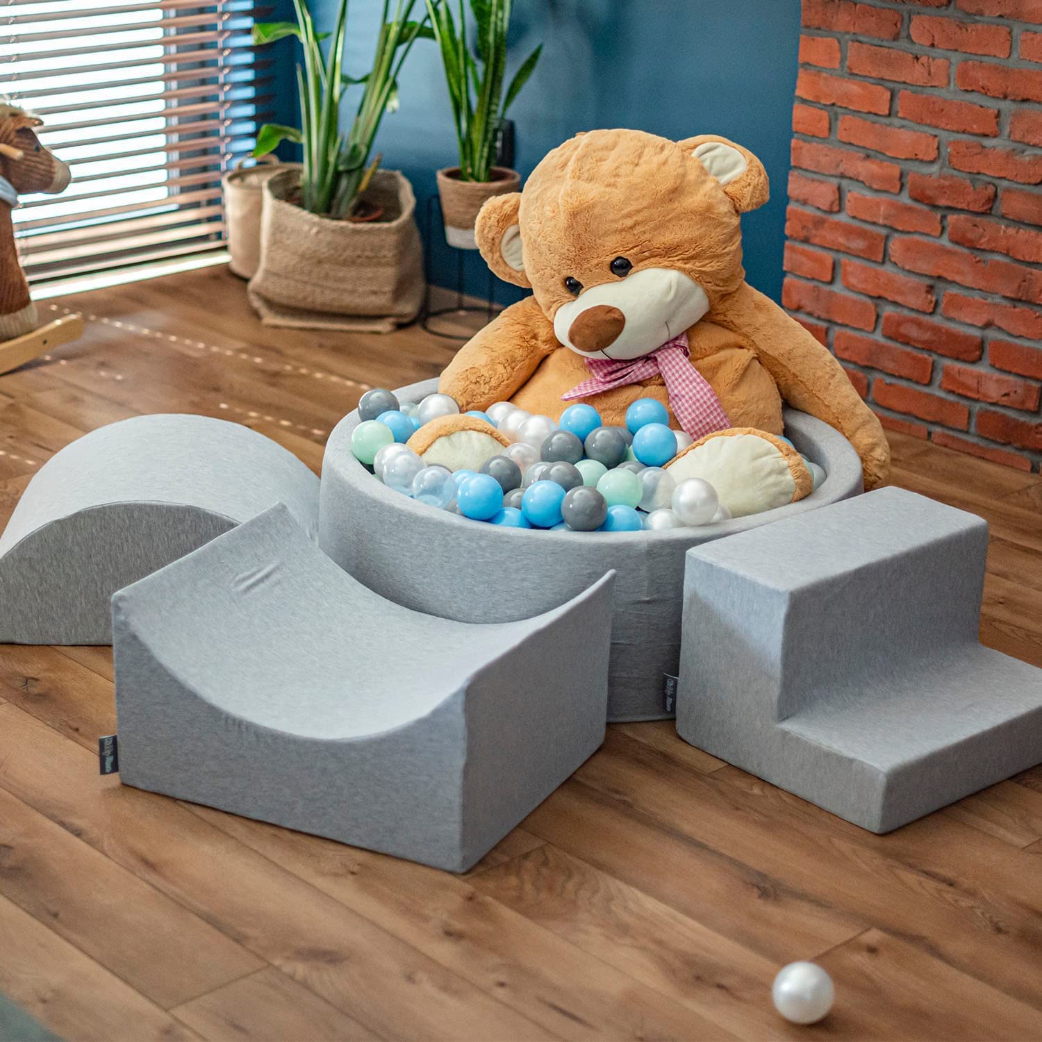 KiddyMoon Piscina di Palline 120X30cm/SENZA Palline Colorate Grande Tondo per Bambini, Fabbricato in EU, Blu Scuro:-