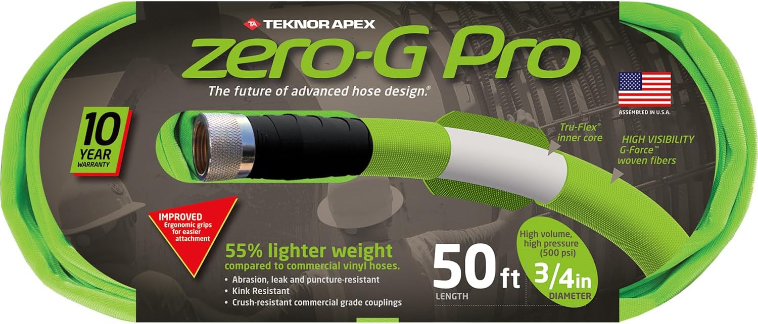 zero-G Pro, 4300-50, Lightweight, Ultra Flexible, Durable, Kink-Resistant Garden Hose, 3/4" x 50', Green